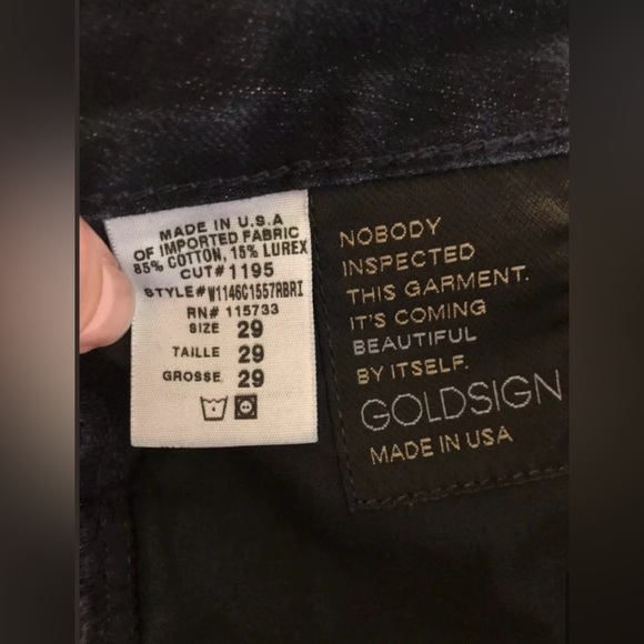 GOLDSIGN Orchid Wide Leg Jeans Designer Denim Dark Blue Wash Silver Flecks Flare - Picture 5 of 9